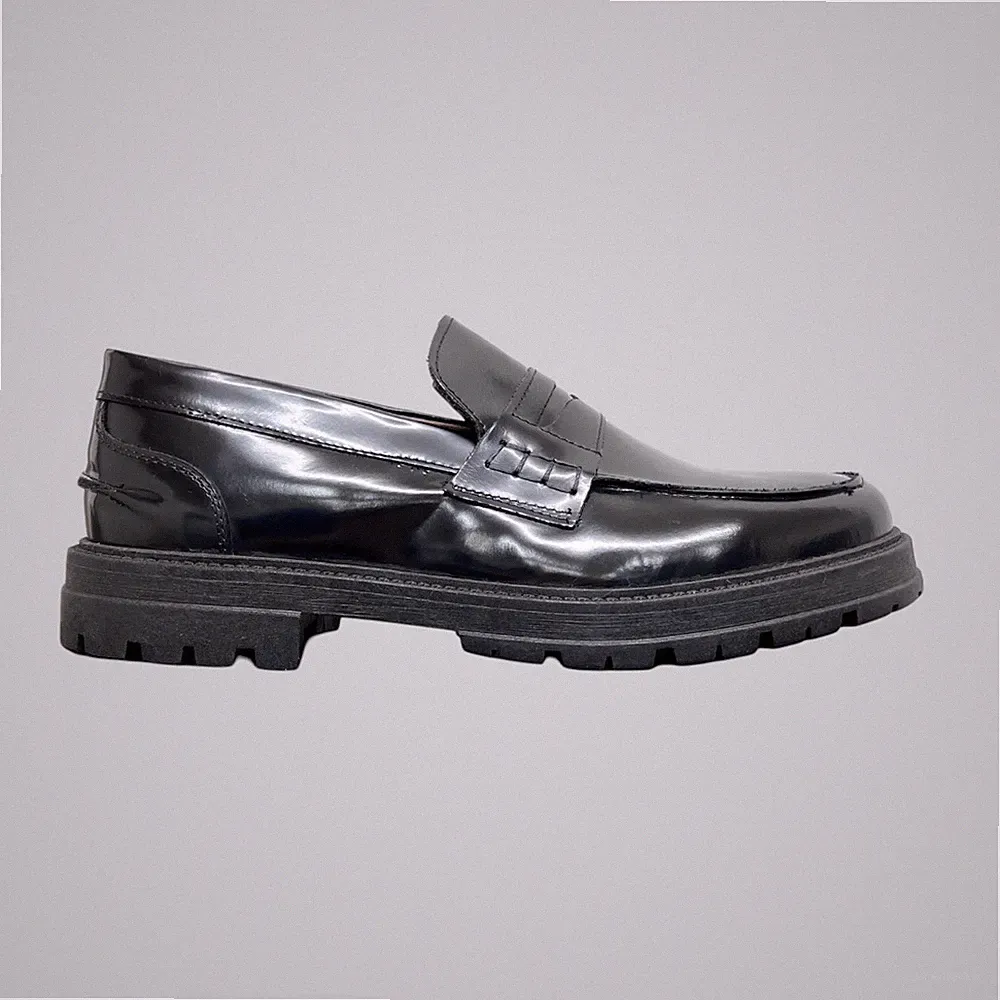 College Halbschuhe Herrenschuhe glänzendes Leder erhöhter Boden schwarz Made in Italy