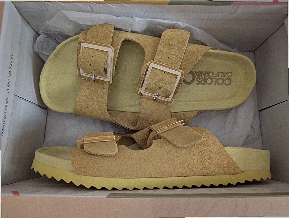 Colors Of California Sandalen Grün Gelb 38 Hausschuhe Kork Style Loafer