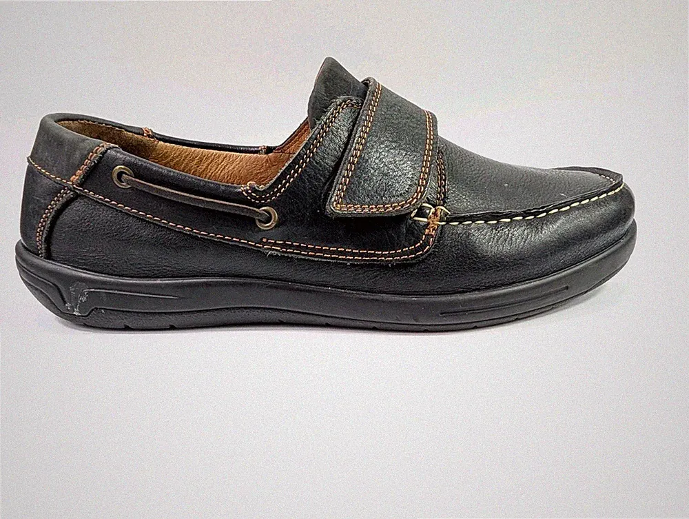 Cosyfeet dunkelmarine Leder Riptape Verschluss Halbschuhe Größe 13