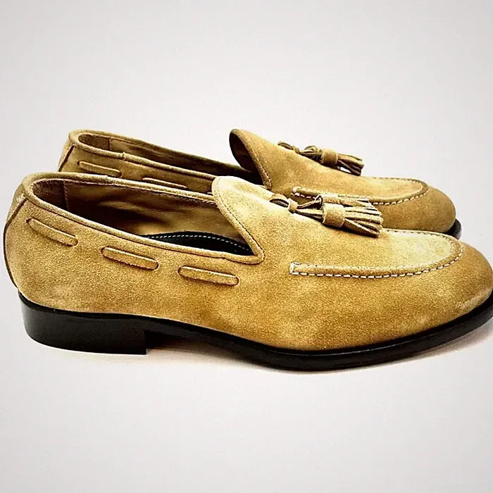 Crisci Halbschuh mit Nappaleder Wildleder beige mit rutschfestem Lederboden 3764