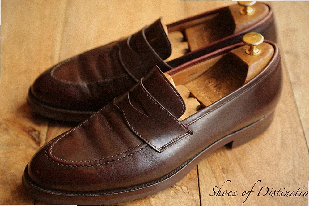 Crockett & Jones Burgund Leder Schuhe Penny Loafer Herren UK 9 E US 10 D EU 43