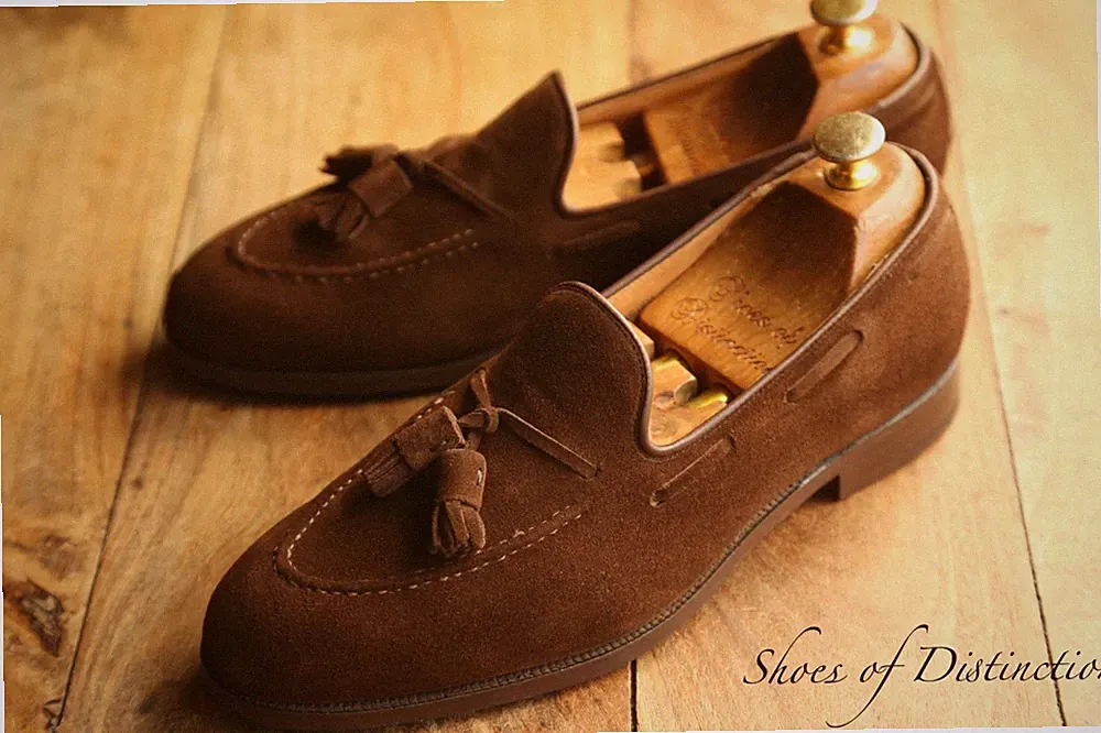 Crockett & Jones Cavendish Braun Wildleder Quasten Schuhe Halbschuhe Herren...
