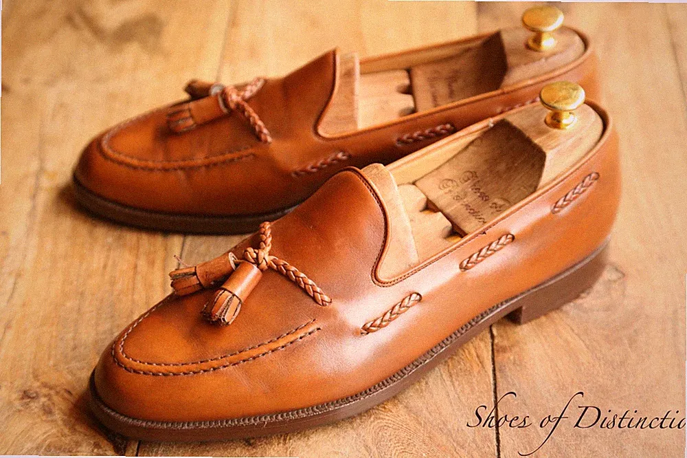Crockett & Jones hellbraune Lederschuhe mit Quasten Halbschuhe Herren UK 9,5...