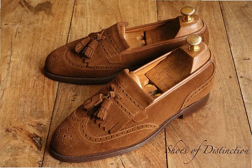 Crockett & Jones hellbraune Wildlederschuhe mit Quasten Halbschuhe Herren...