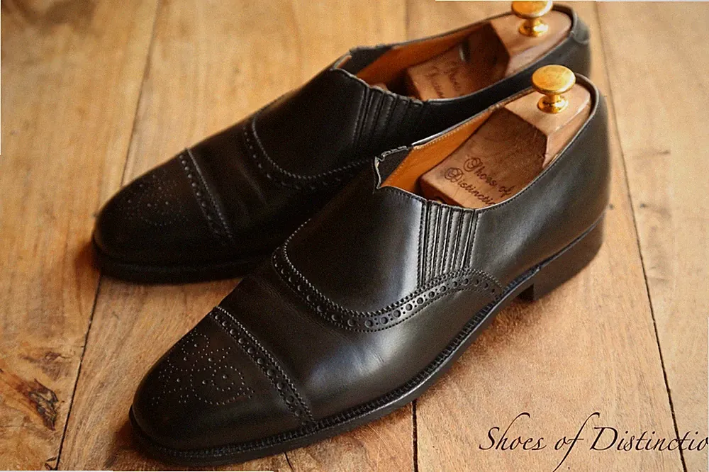 Crockett & Jones Schwarz Leder Faule Schuhe Halbschuhe Herren UK 8,5 US 9,5 E 42,5