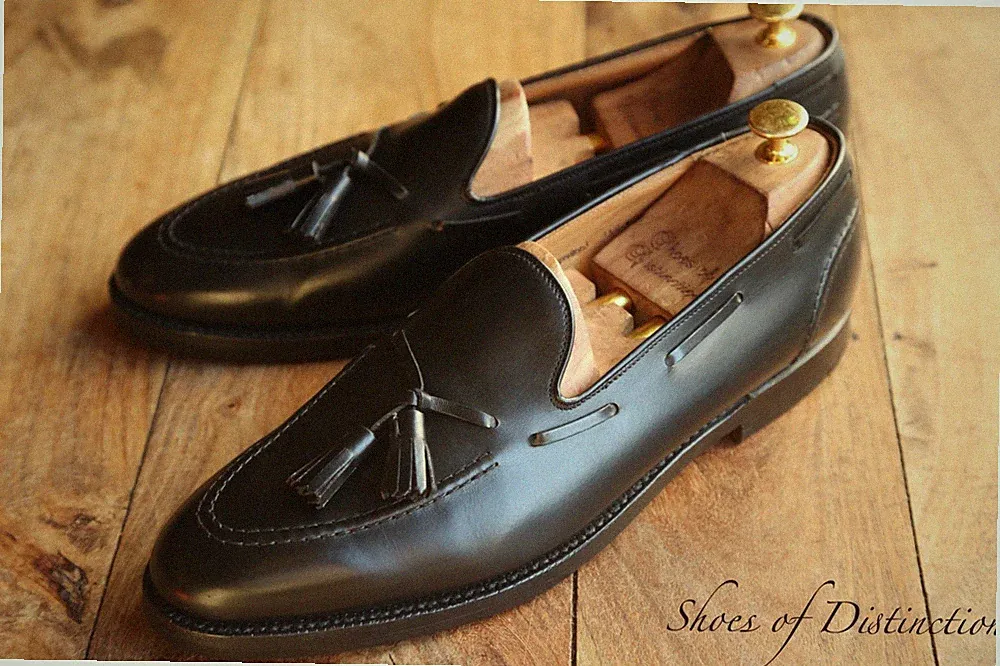 Crockett & Jones schwarze Leder-Halbschuhe mit Quasten Schuhe Herren UK 11,5...