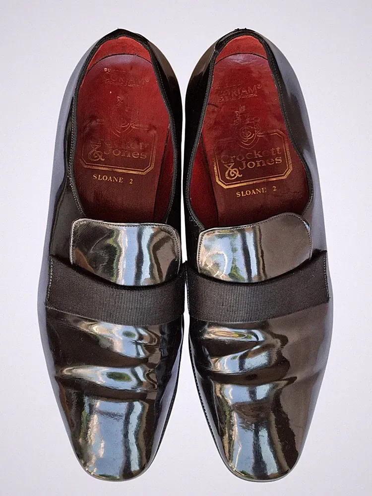 Crockett & Jones Sloane 2 schwarz Lackleder formell Abend elegante Halbschuhe 7 E