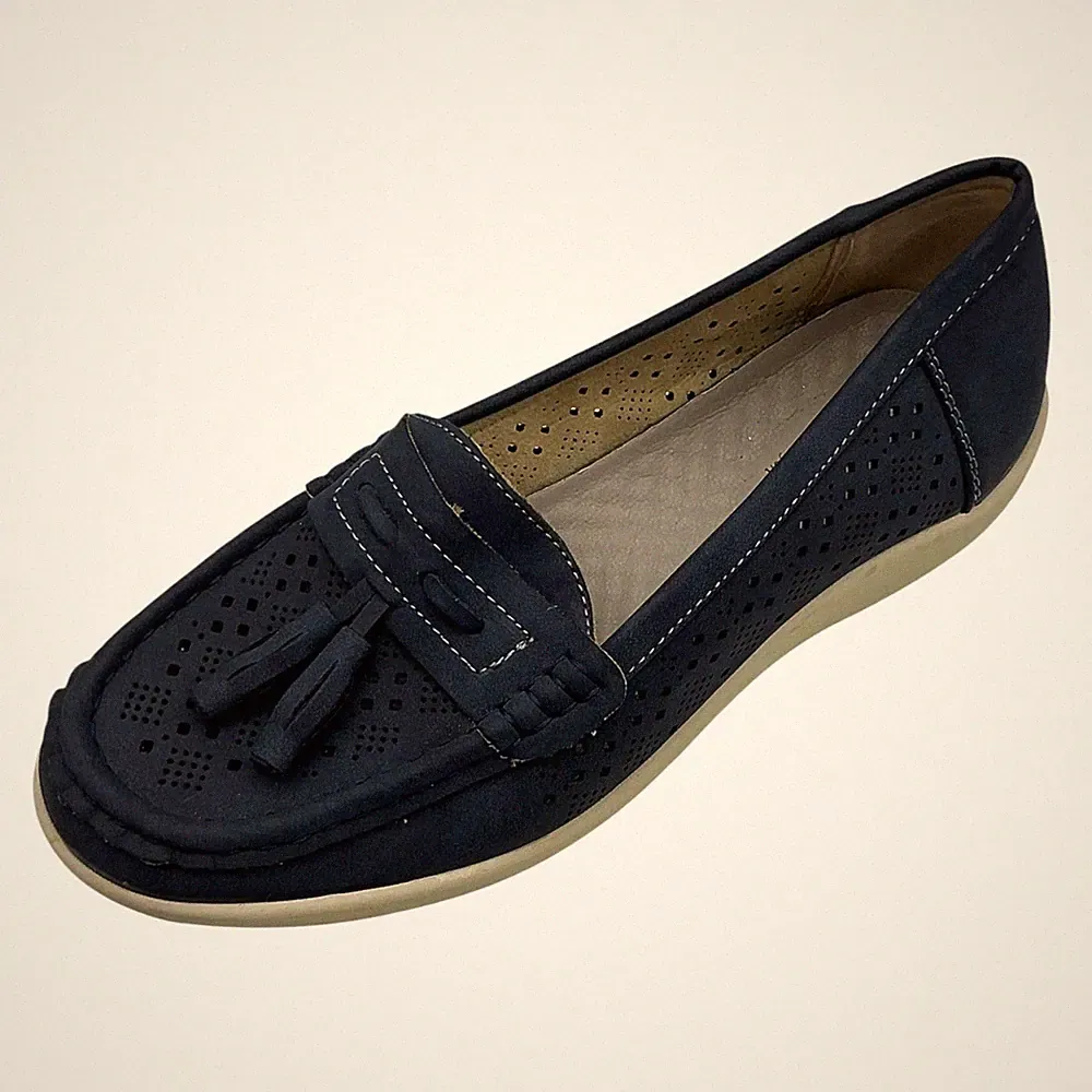 Cushion Walk Damen Halbschuhe UK 4 marineblau Kunstleder perforiert Quastenbesatz