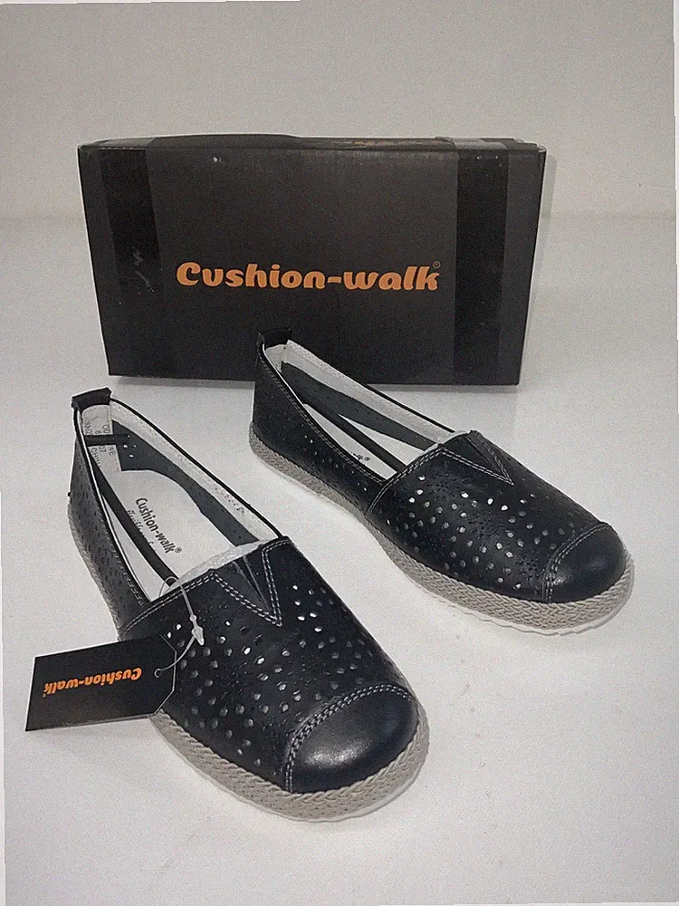 Cushion Walk Damen schwarz Leder Halbschuhe Slipper Pumps Größe 4 E Passform neu im Karton