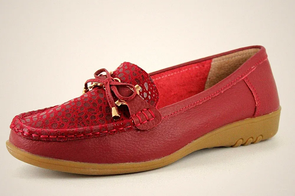 Cushion Walk Katie Damenschuhe UK 7 burgunderrot Leder Reptilmuster Halbschuhe