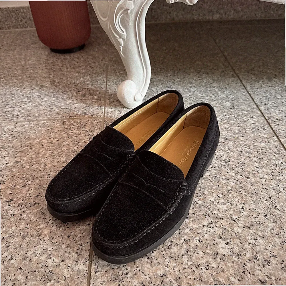 D.LEPORI Damen Loafer Halbschuhe 39 Schwarz Hochwertig Wildleder Made In Italy