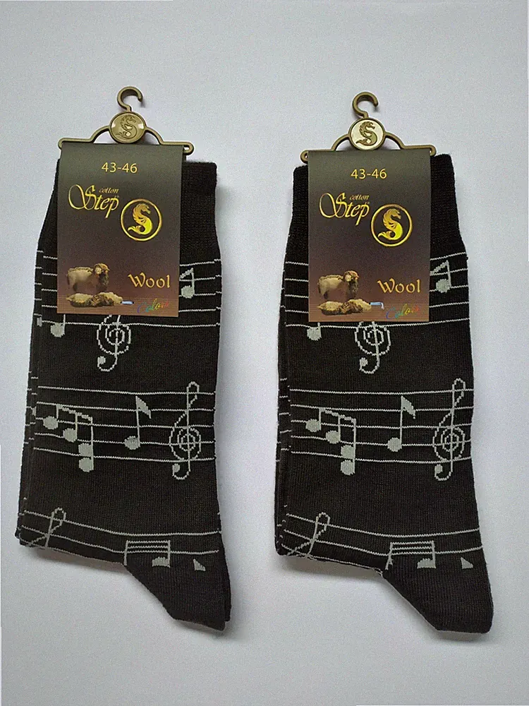 Damen 2er Pack lustige Motive Notenlinie hochwertige Merinowolle Socken EU-Ware