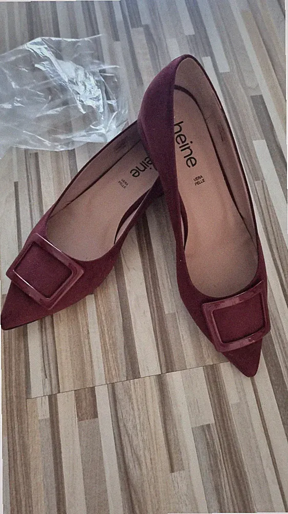 Damen Ballerinas 39 neu Heine Pumps Slipper Loafer Bordeaux Blockabsatz Abend