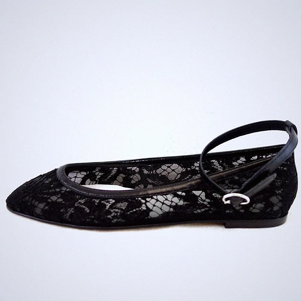 Damen Ballerinas Schwarz CAIMAN Schuhe Flache Loafer Stoff Spitze Leder Neu