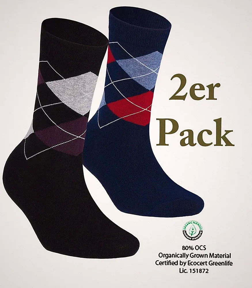 Damen BIO-Baumwollsocke Wilox Gold Scotish Argyle 2-er Pack