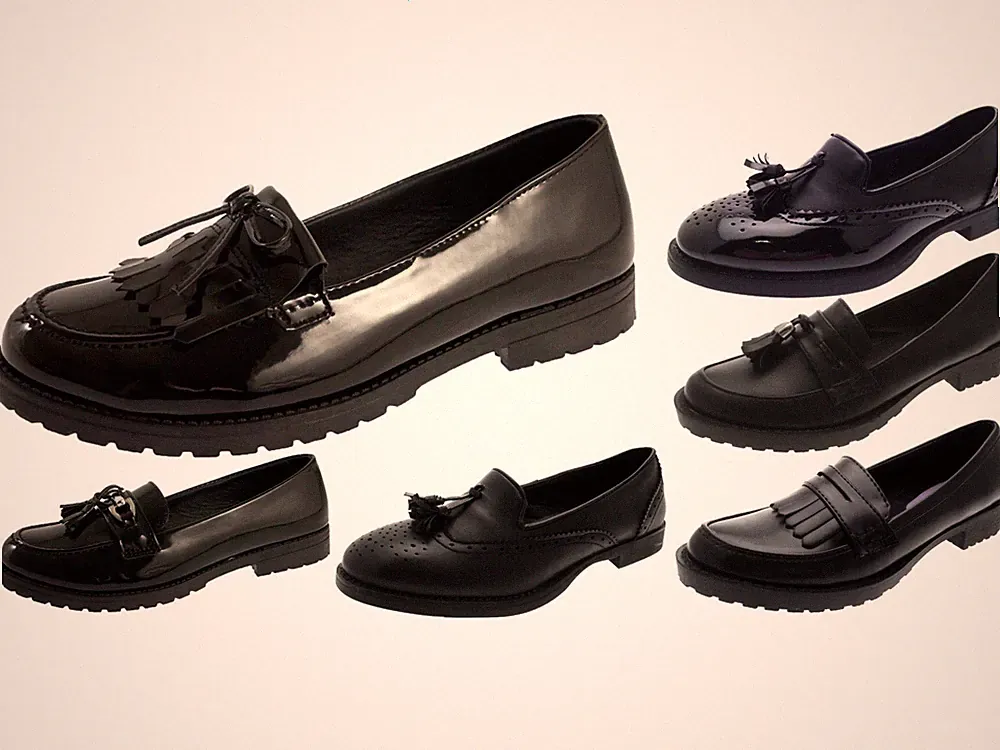 Damen Brogues Slipper Pantoletten Damen klobige Halbschuhe Mädchen schwarz Schule Arbeit Schuhe