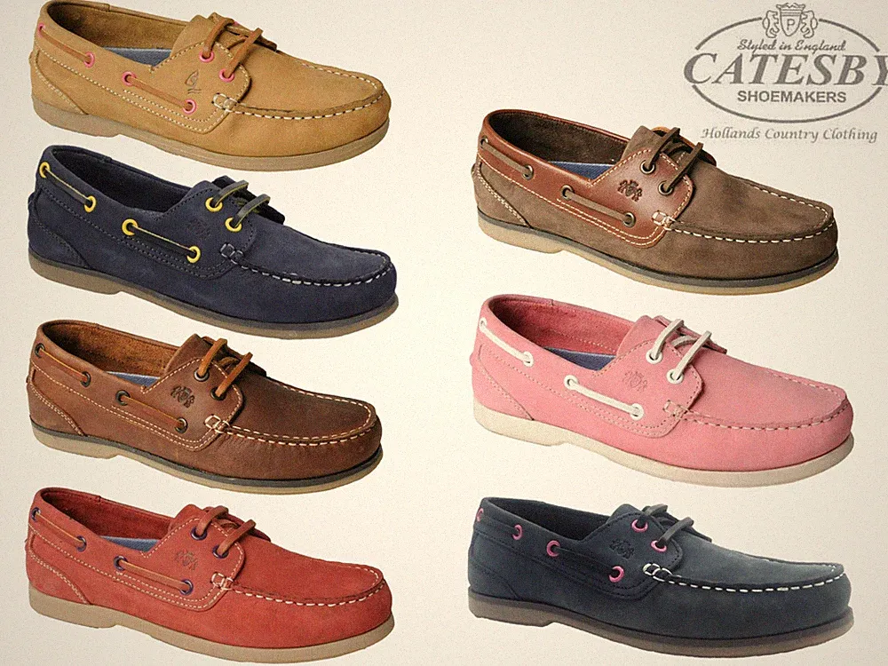 Damen Catesby Bootsschuhe Leder Schnürschuhe Halbschuhe Deck Yachting Freizeit Mokassins