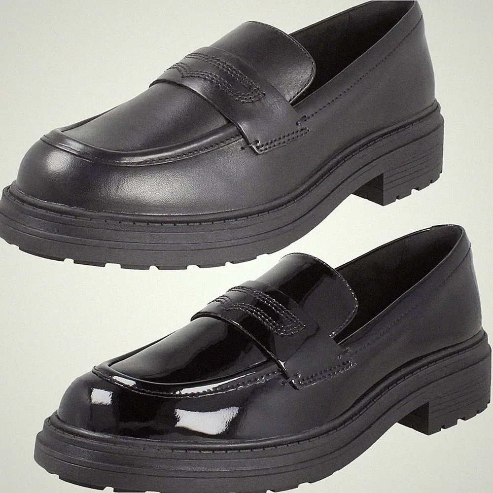 Damen Clarks Leder Loafer Mit Chunky Sohle Paspelbesatz Orinoco3 Edge Schwarz