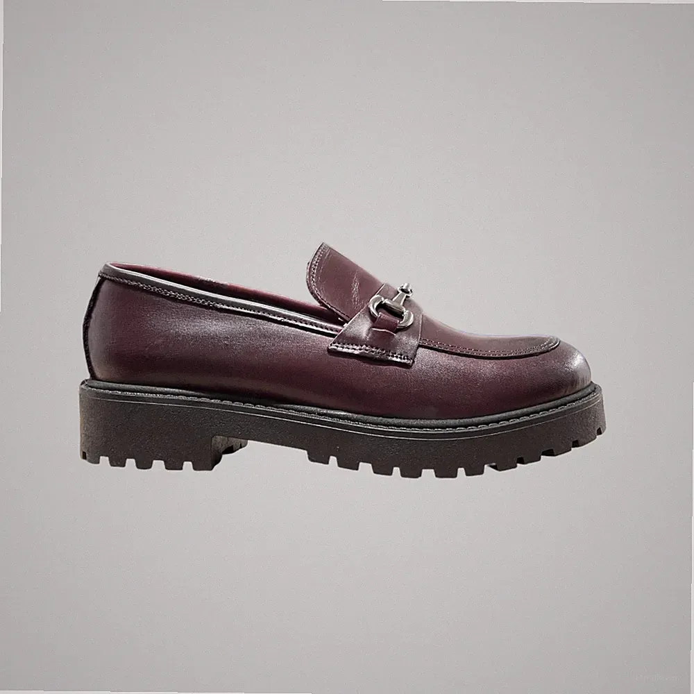 Damen College Halbschuhe Leder Bordeaux Klemme Loafers Leder Made in Italy 39