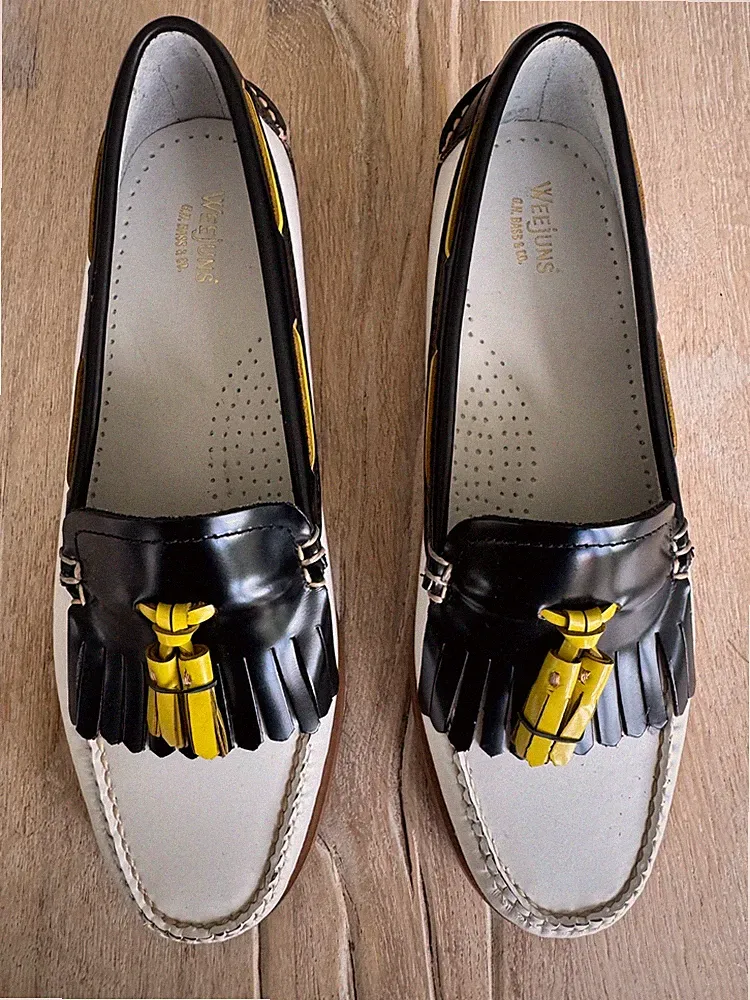 Damen Designer Weejuns Leder Loafer von G.H. Bass & Co. Größe 38 schwarz weiss