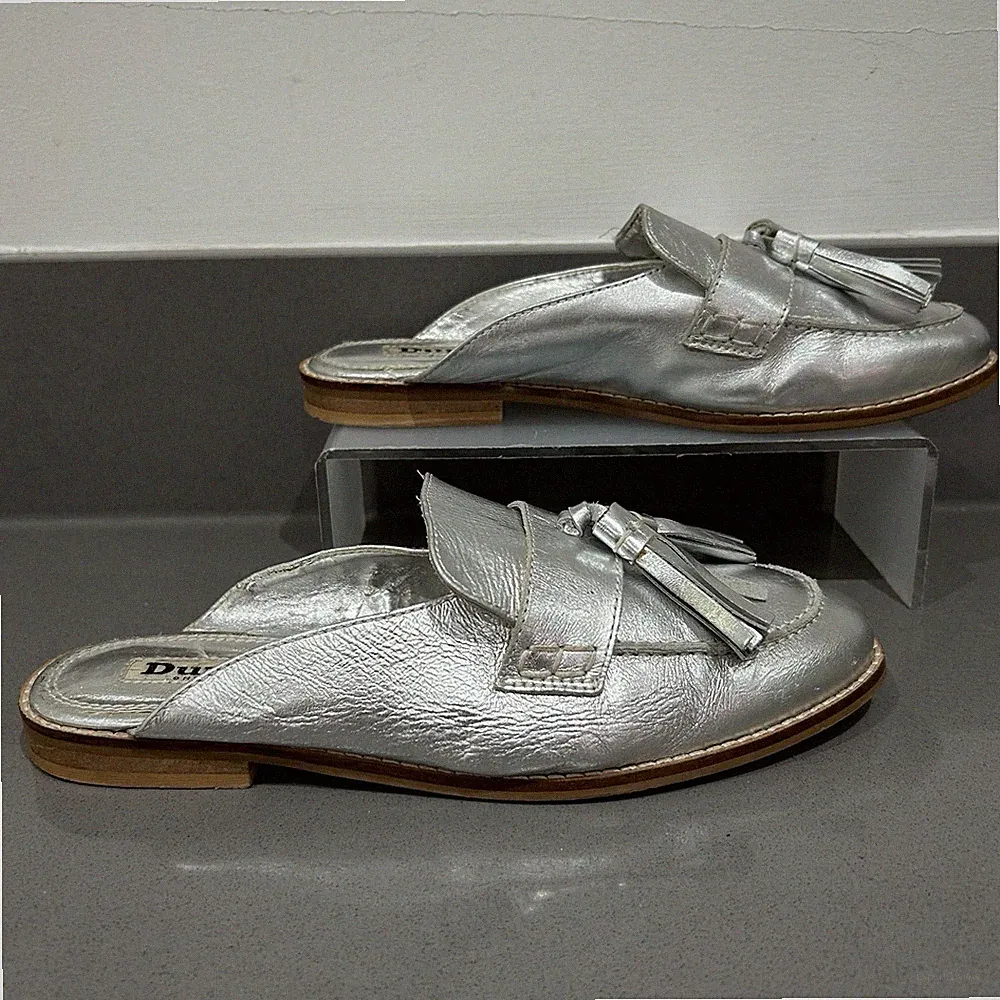 Damen - Dune - "Geen" - Pantolette Halbschuhe - Silber Leder - Größe 6 / 39