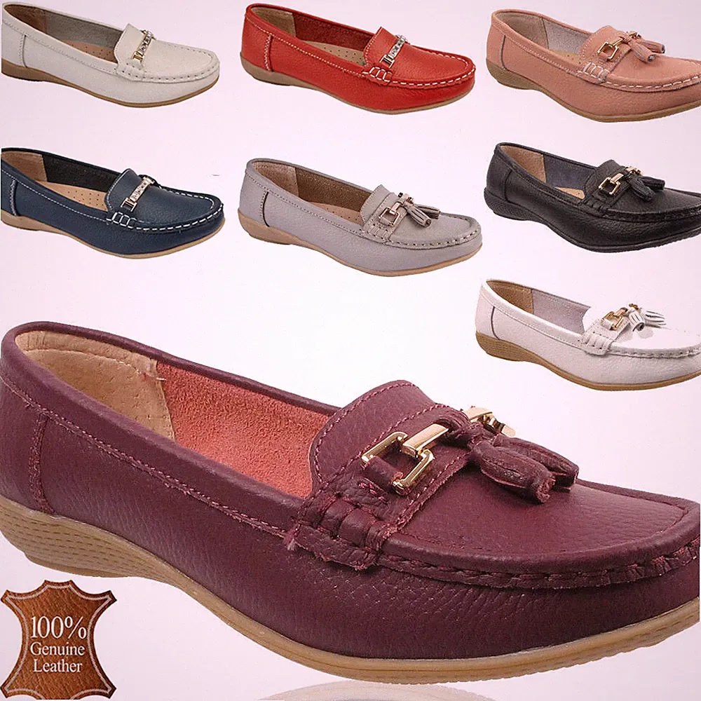 Damen Echtleder Jo&Joe Halbschuhe Freizeit Formell Arbeit Slipper Mokassins Schuhe