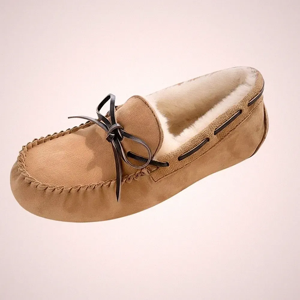 Damen Echtleder Shearling Loafer, Slip-On, Winter, Plüsch, 2025