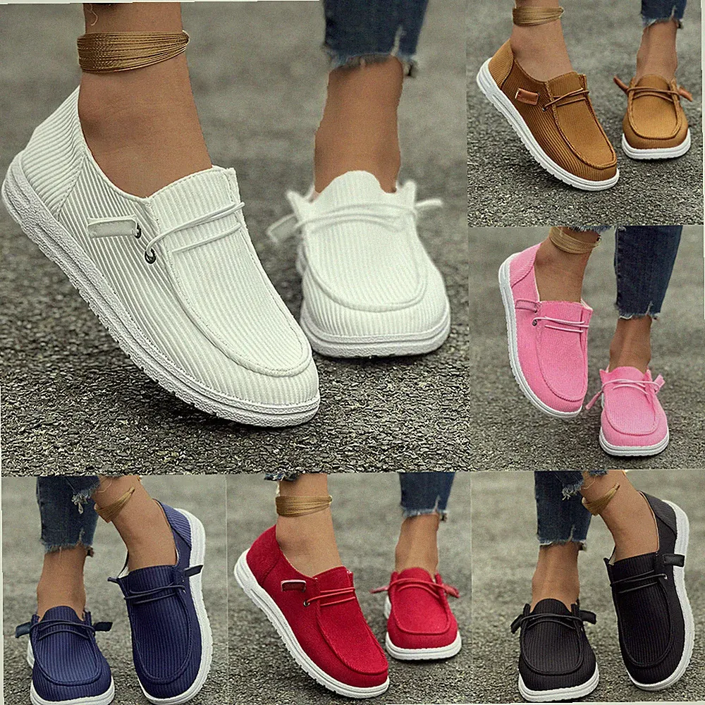 Damen Flache Schuhe Slip On Canvas Loafers Ladies Sommer Casual Trainer Sneakers