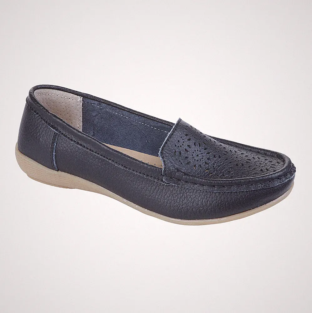 Damen Frauen bequeme Blumen Leder Halbschuhe Slipper flache Schuhe Memory Foam