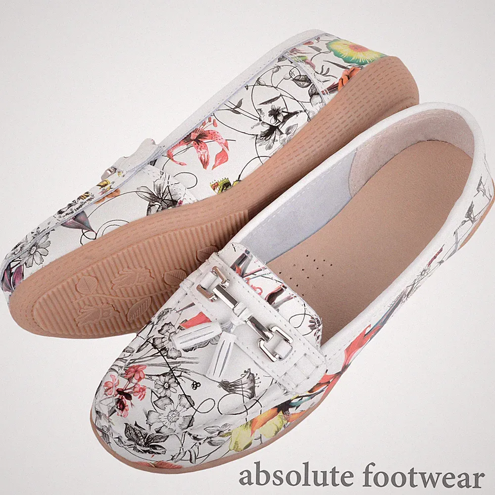 Damen Frauen einfache Slipper Leder Farbe Blumendruck Quaste Sommer Arbeit Loafer