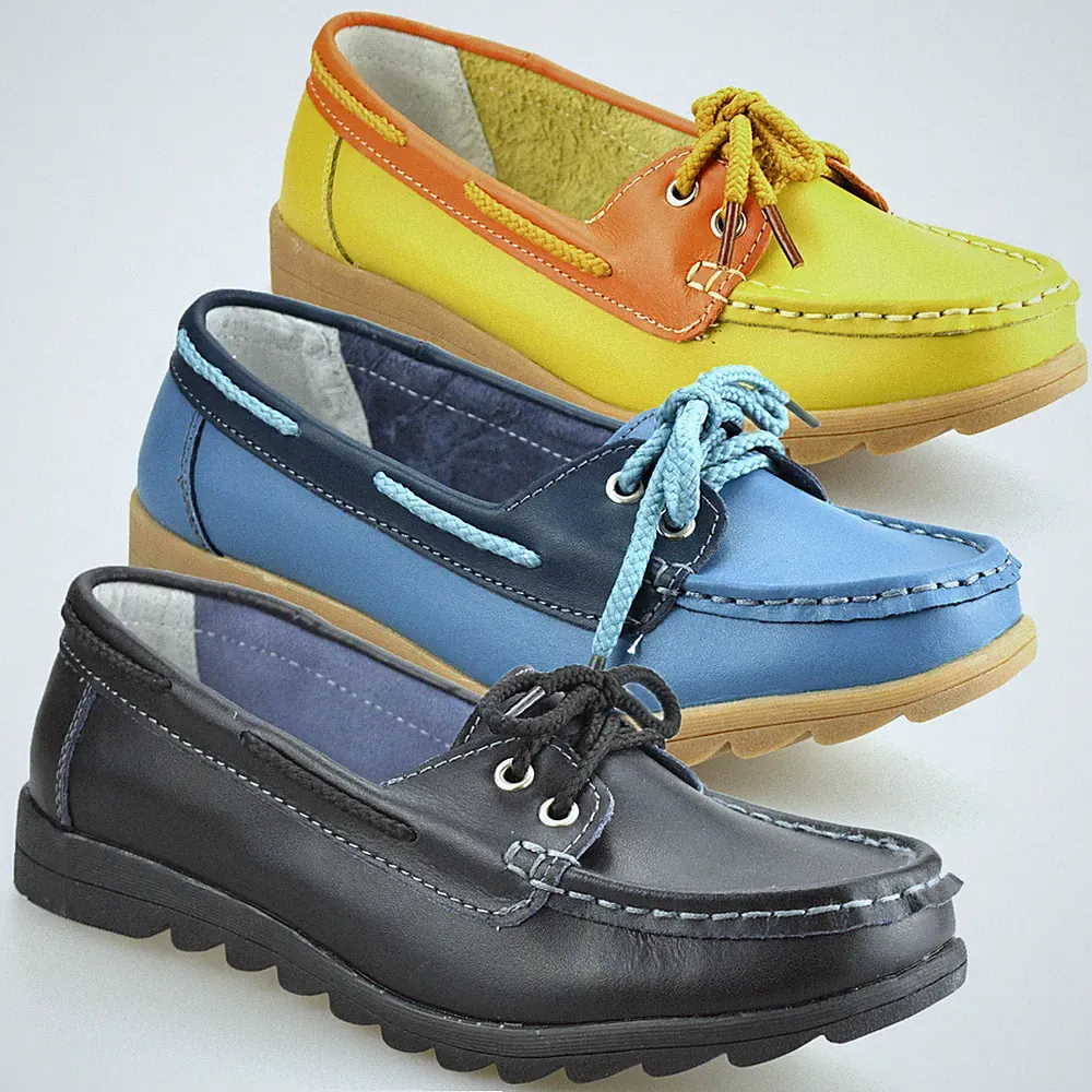 Damen Frauen Leder Flach Freizeit Slipper Mokassin Halbschuhe Spitze Boot Schuhe Größe