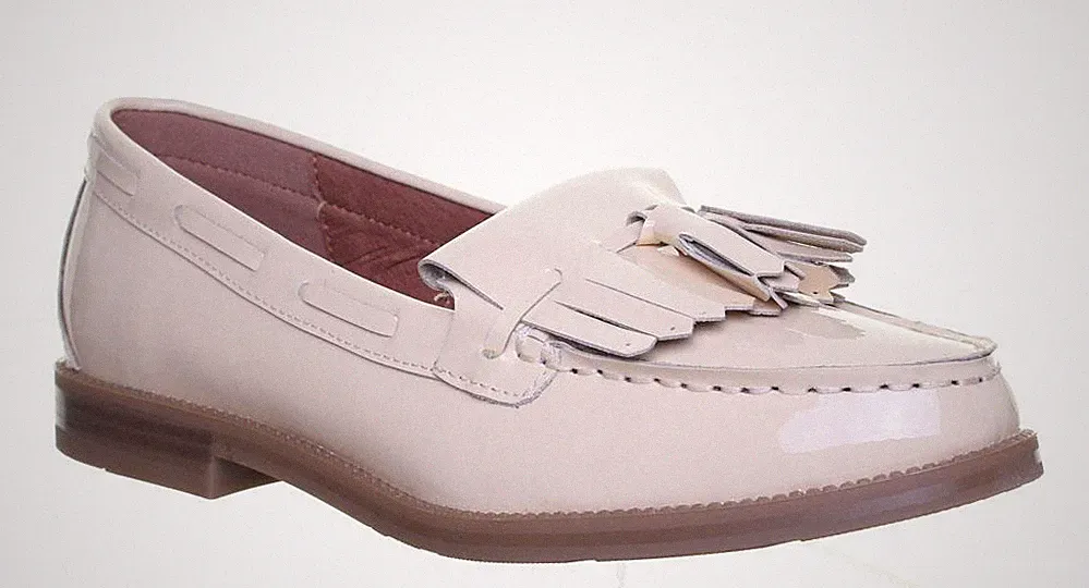 Damen Frauen Slipper Leder Halbschuhe mit Quaste in Beige Größe UK 2 - 8