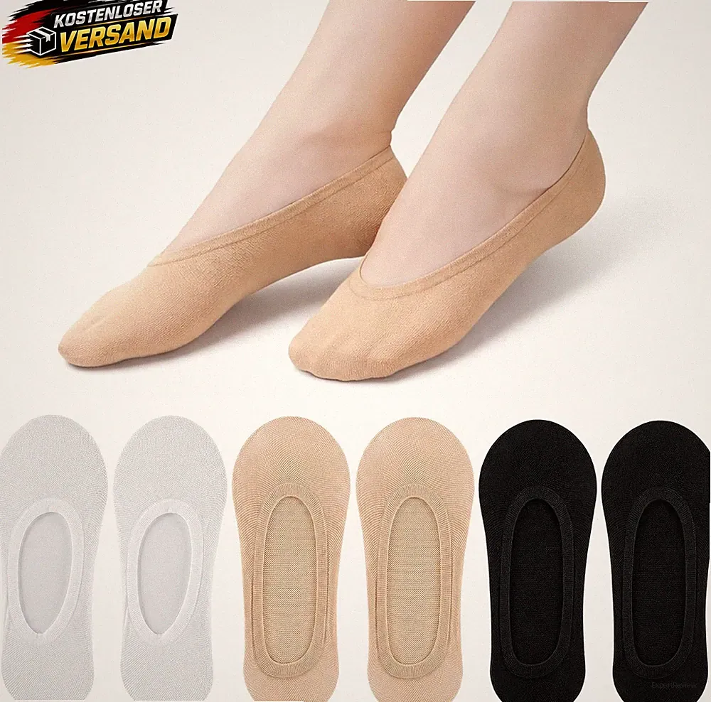 Damen Füßlinge No Show Socken rutschfest 6 Paar für Loafer Pumps schwarz weiß