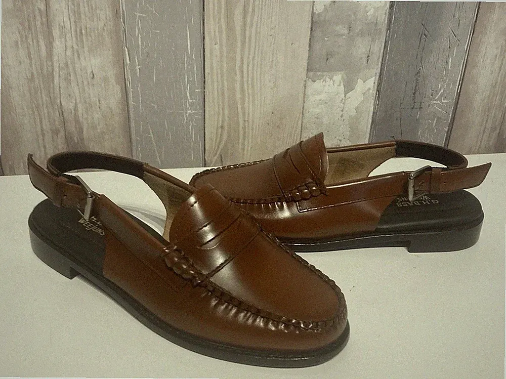 Damen G H Bass braune Leder Slingback Halbschuhe Schuhe Sandalen NEU Größe 4