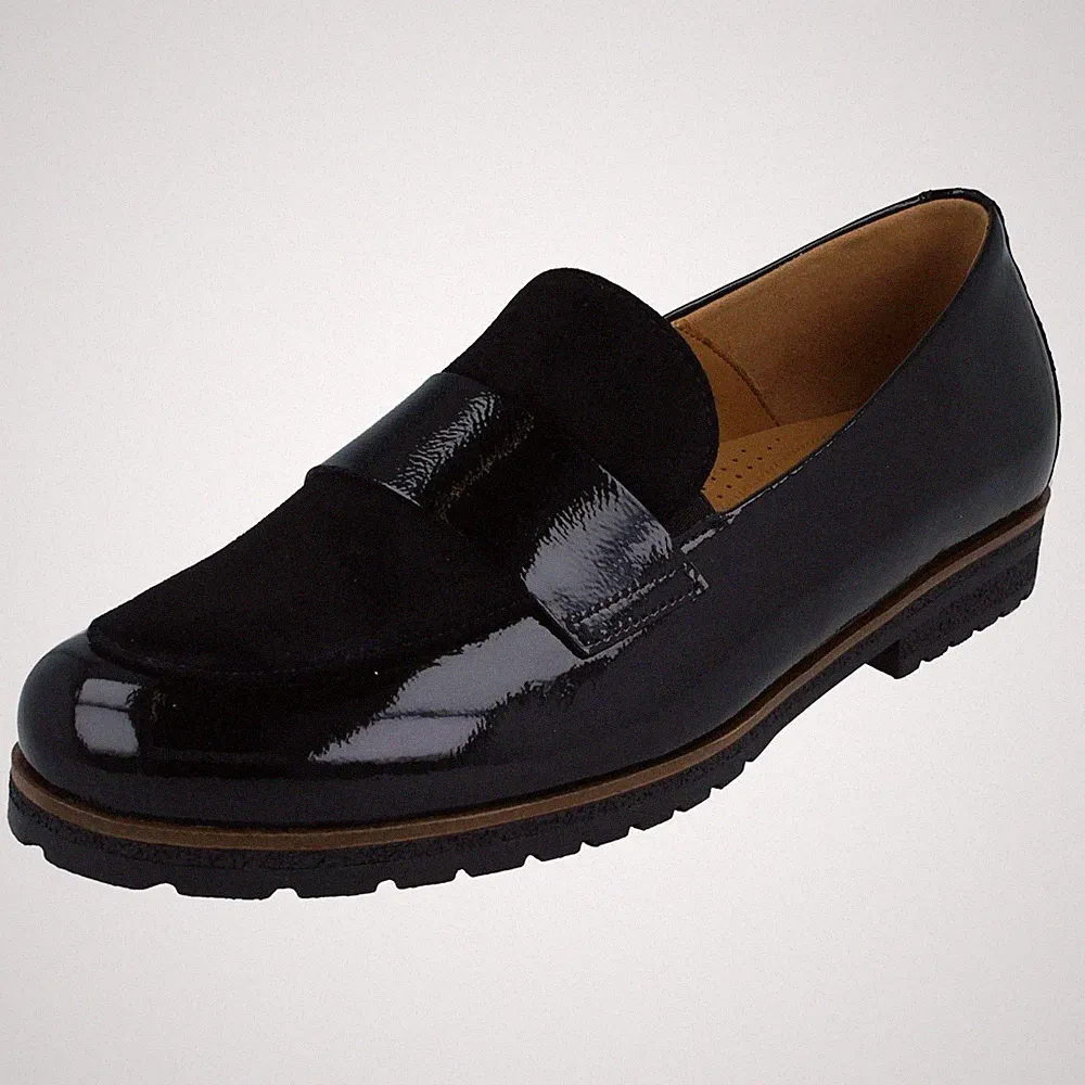 Damen Gabor Slip-On Leder Loafer Mit Kleinem Ca. 1,5 Cm Blockabsatz: 72.042