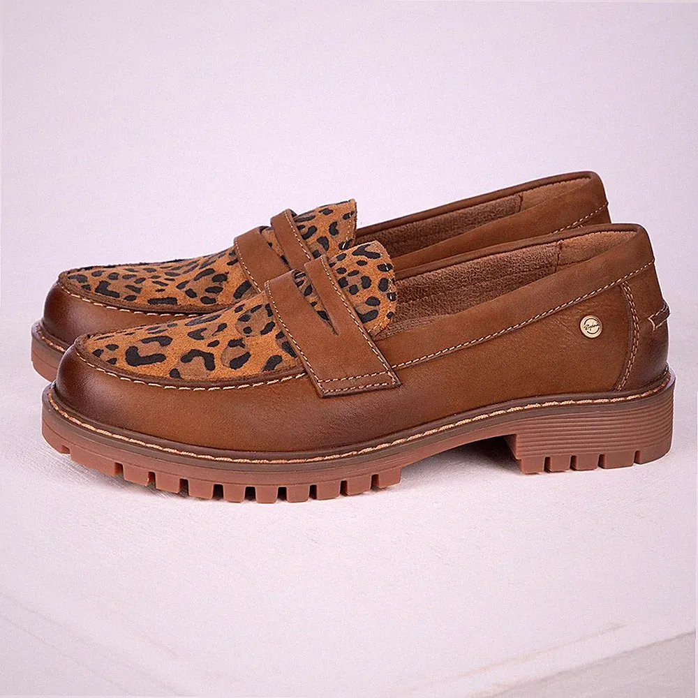 Damen Grobe Animal Print Leder Halbschuhe Damen Sommer Land Schuhe Rydale