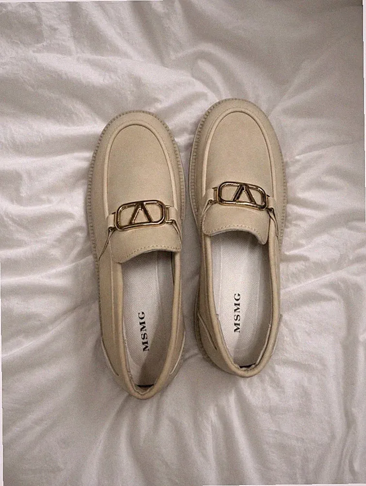 Damen Halbschuhe beige MSMG mit Goldbiss - Gr. 38 - neu ohne Etikett