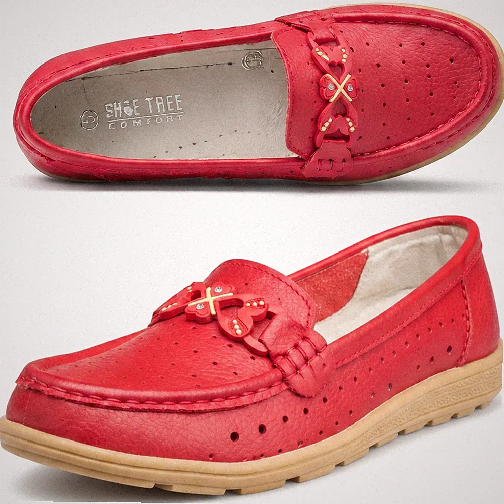 Damen Halbschuhe flach Leder gepolstert Slipper Damen Mokassins Schuhe Größe 3-7