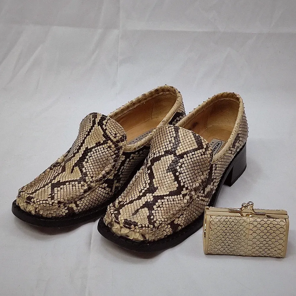 Damen Halbschuhe Halbschuhe 38,5 und Schlangenpochette beige