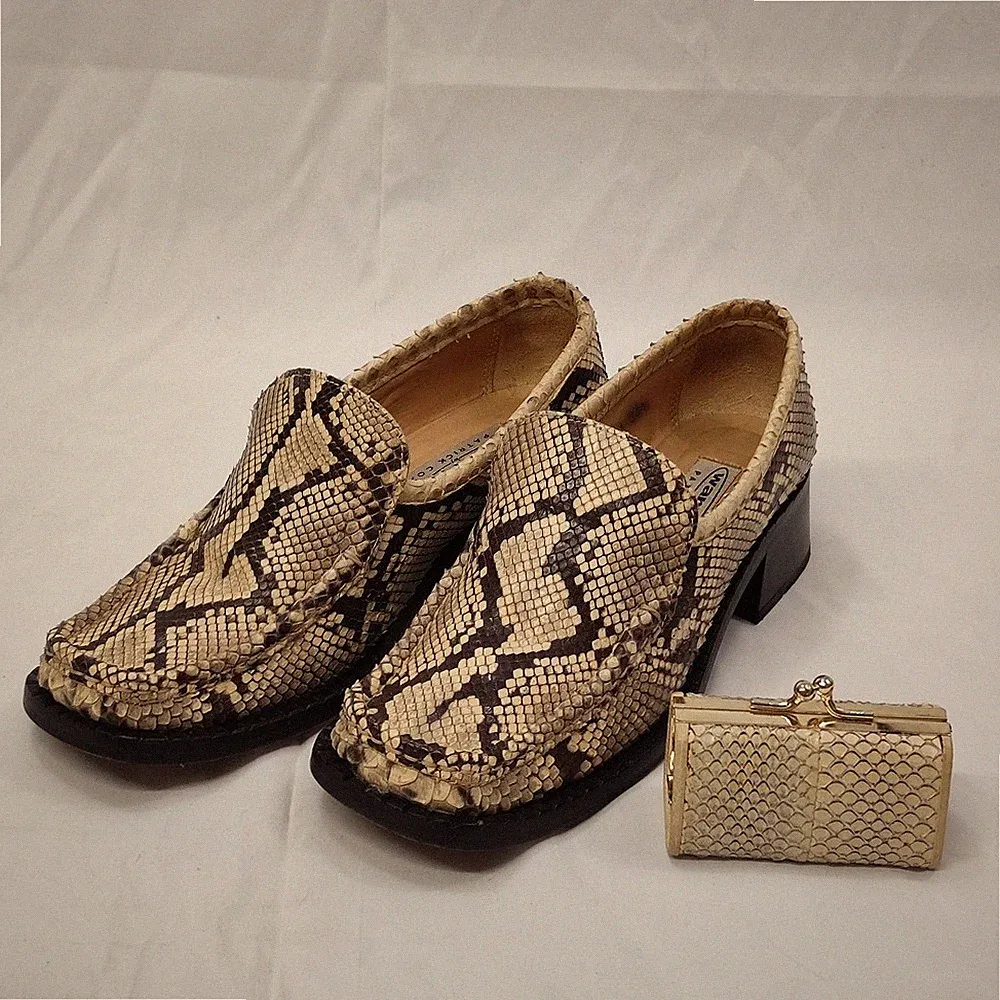 Damen Halbschuhe Halbschuhe 38,5 und Schlangenpochette beige