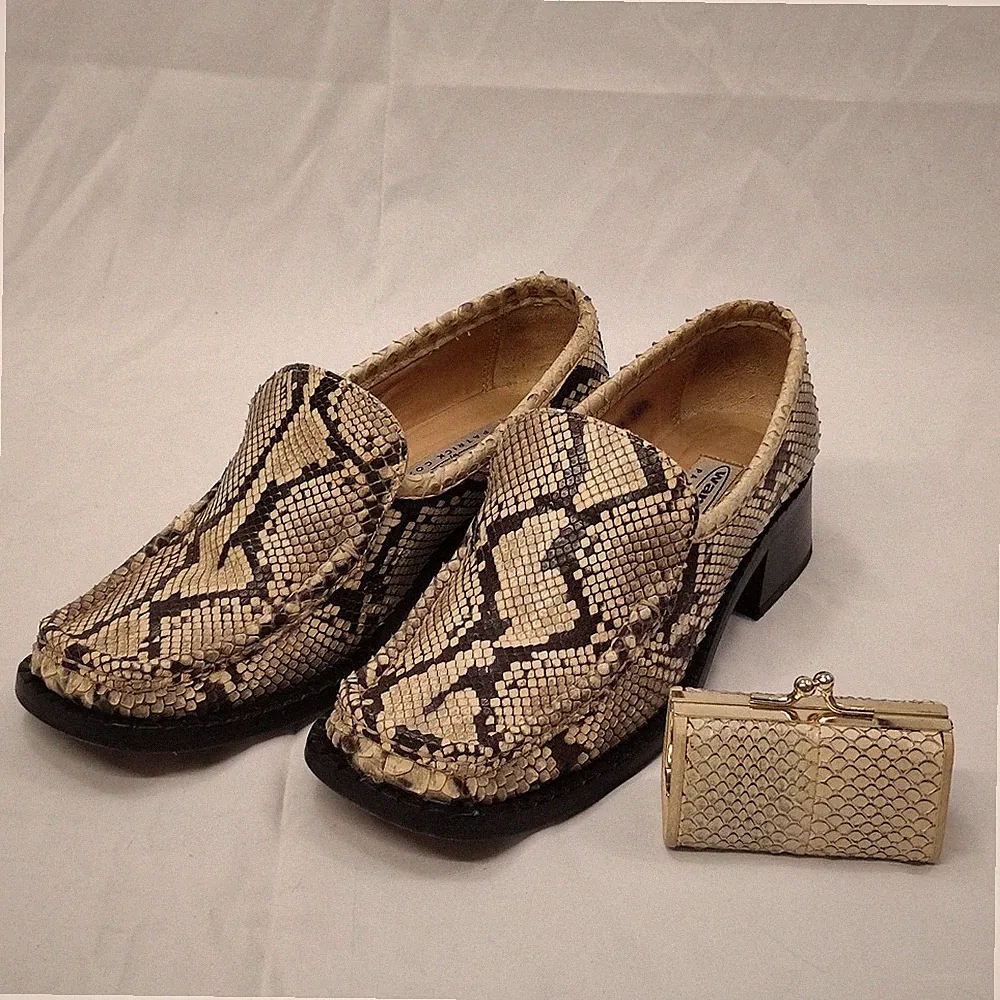 Damen Halbschuhe Halbschuhe 38,5 und Schlangenpochette beige