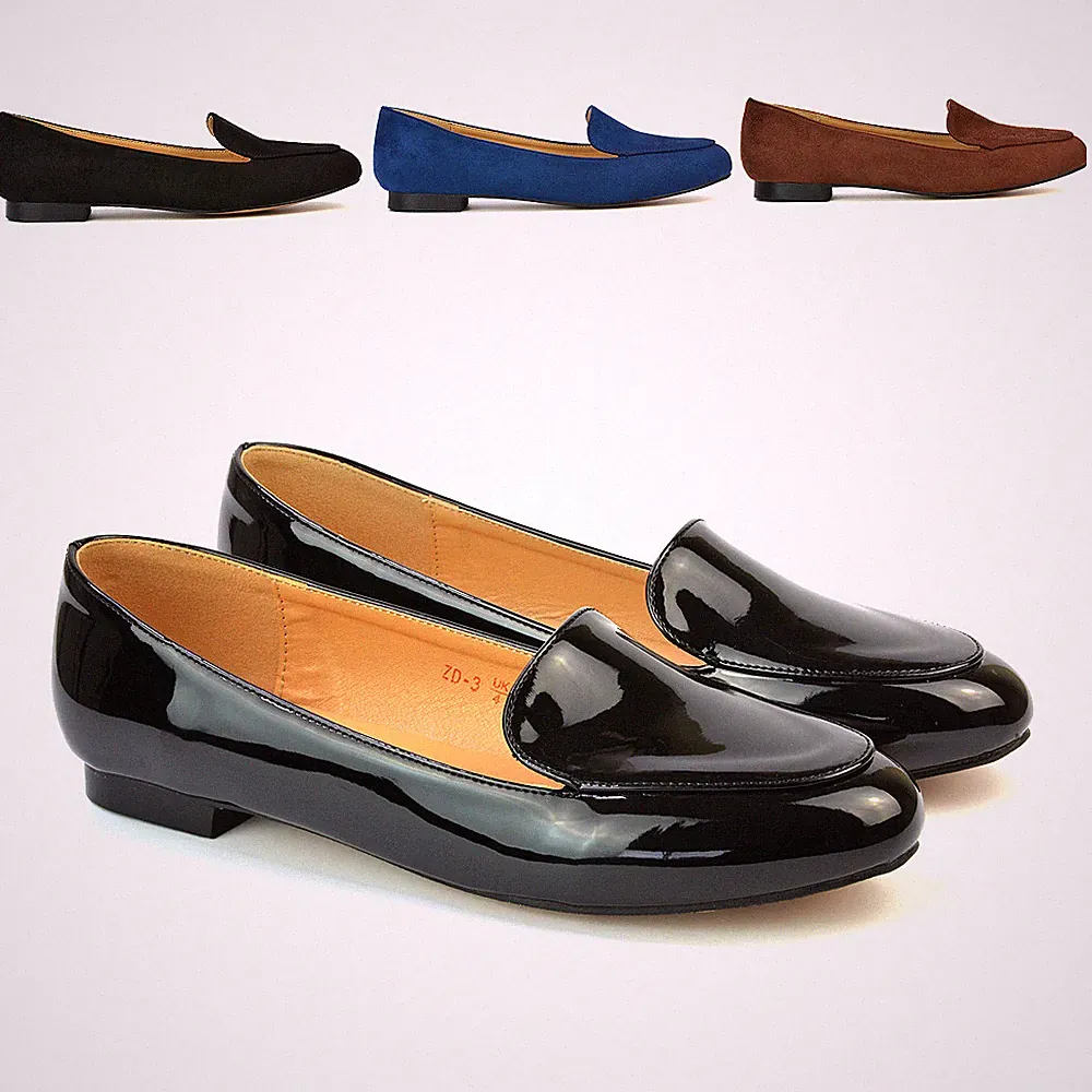 Damen Halbschuhe mit niedrigem Absatz Damen Slipper Mokassins Pumps Arbeit Büro Schule Schuhe