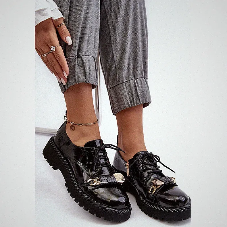 Damen Halbschuhe Schnürschuhe, schwarze flache Schuhe für Damen, Damen Halbschuhe Gr.