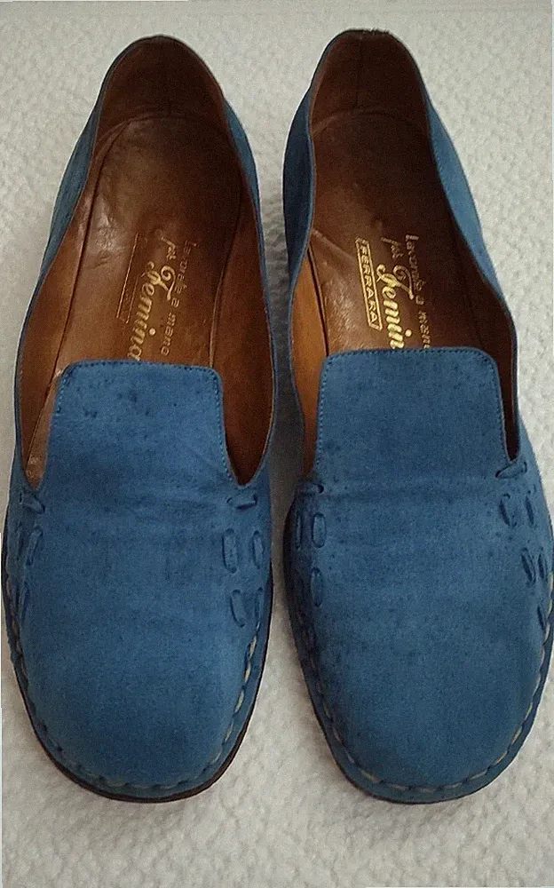 Damen Halbschuhe Wildleder hellblau elegante Halbschuhe Made Italy Wildleder 40