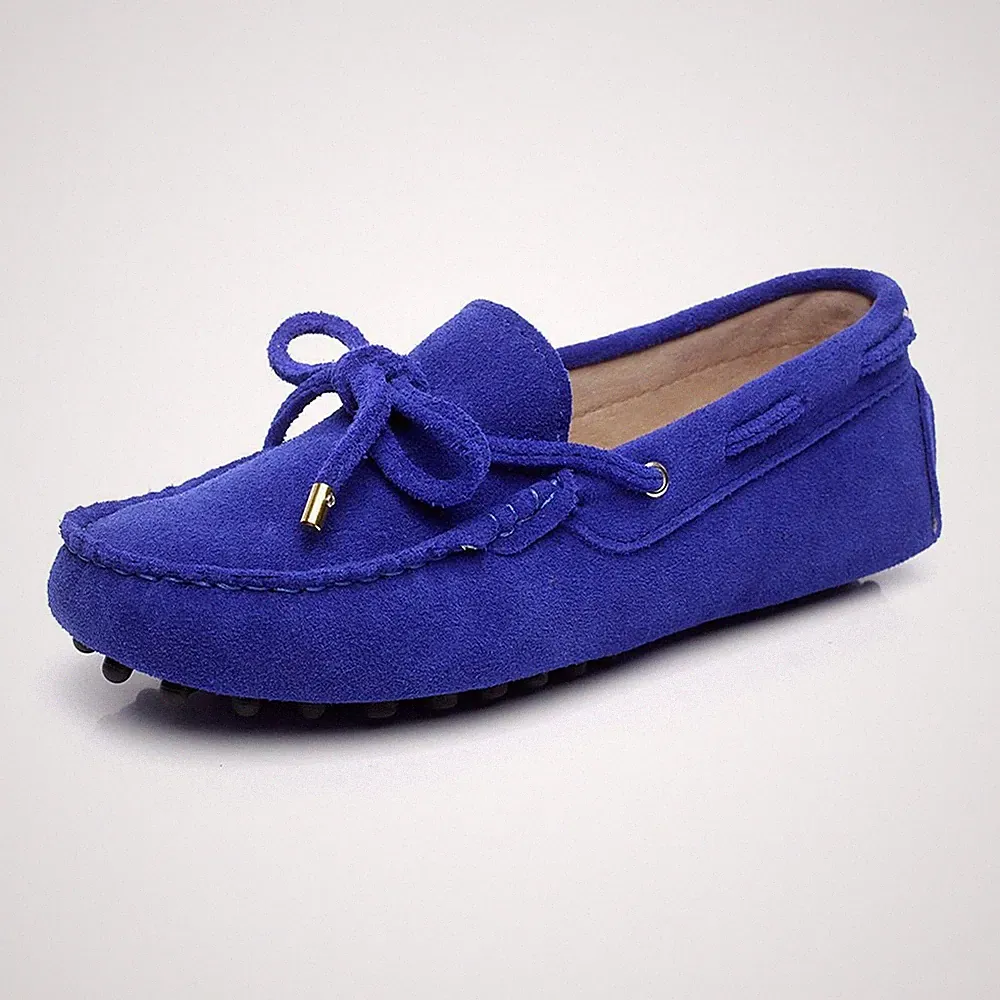Damen Klassisch Wildleder Krawatte Loafers Gemütlich Handgefertigt Mokassins...