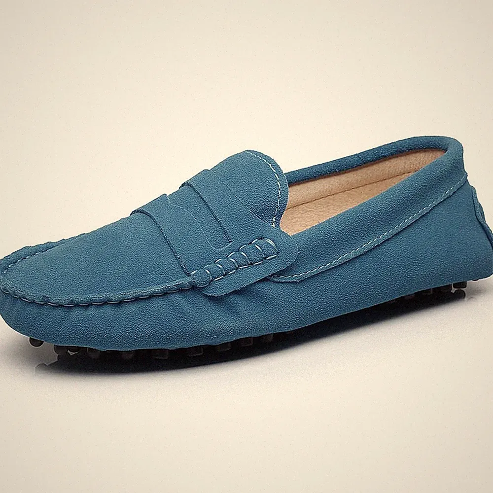 Damen Klassisch Wildleder Penny Loafers Gemütlich Handgefertigt Mokassins Sli...
