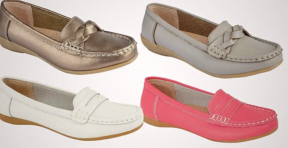 Damen Leder Halbschuhe Flach Fahren Komfort Schuhe Gepolsterte Mokassins Deck Schuhe