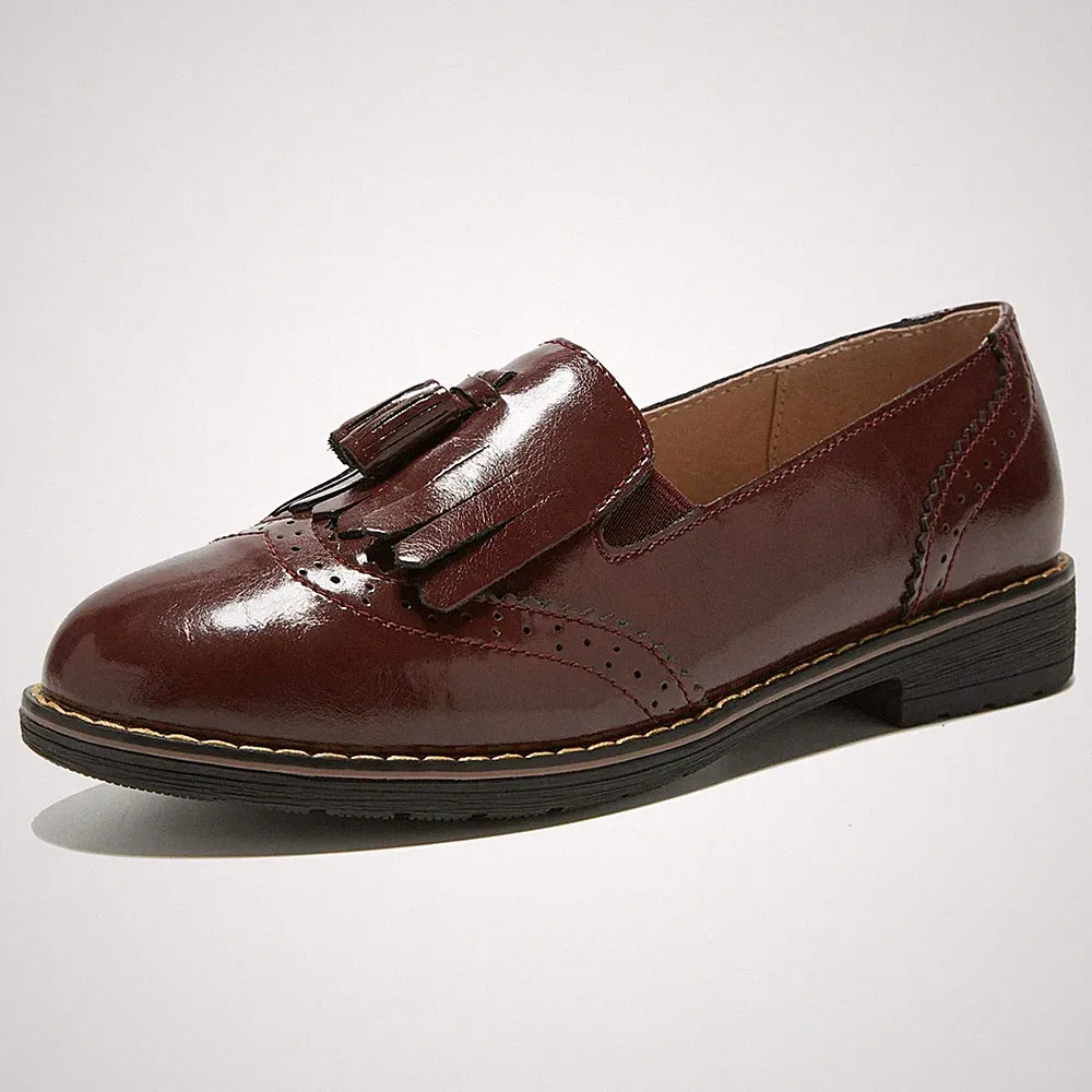 Damen Leder Slipper – Elegant Loafer mit Quaste Business Schuhe Damen CN 40/E...