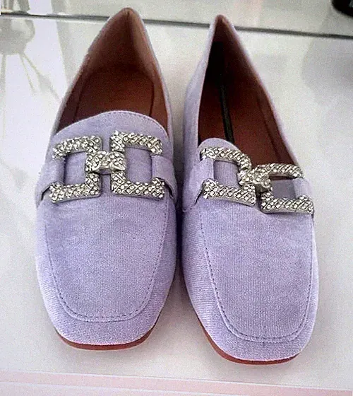 Damen-Loafer aus lila Leder, Größe 39/25 cm
