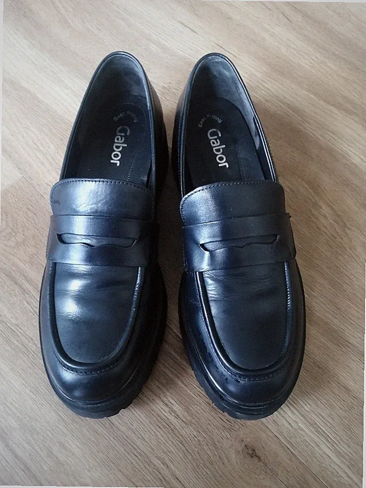 Damen Loafer Pumps von Gabor, Schwarz GR. 6, Echtleder, Glattleder, NW